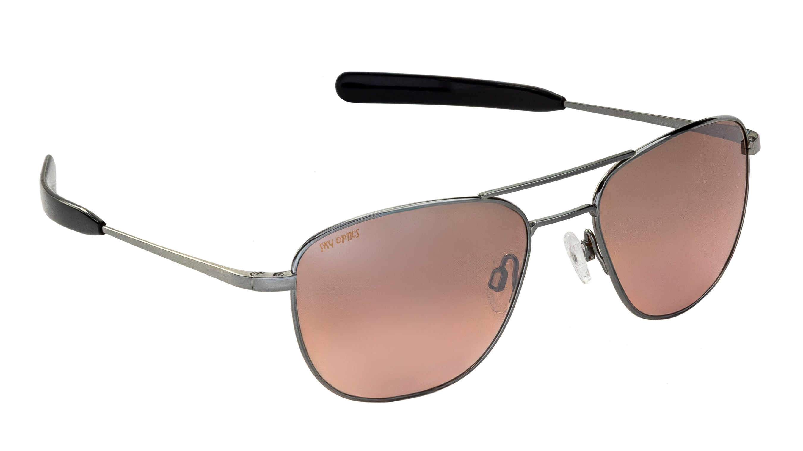 Sky-Optics-Pilot-P501-Sunglasses-Shiny-Gunmetal-with-Desert-Silver-Lenses-Corner